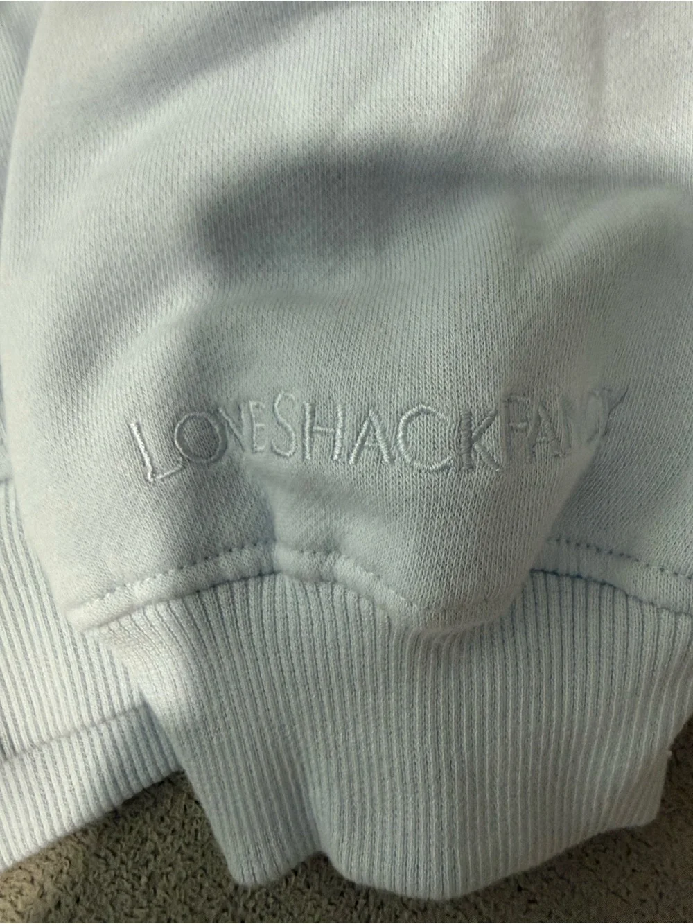 LoveShackFancy Kids Pastel Blue Sweater with Lace Bow Appliqué
